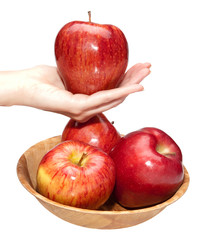 hand and apple