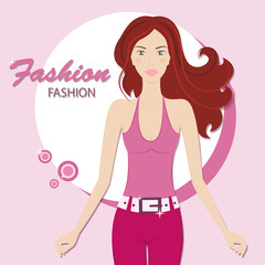 Beautiful woman with long red hair.