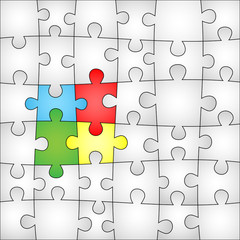 Fototapeta premium Four colors puzzle background