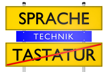 Fototapeta premium Sprache vs Tastatur_konzeptionell Technik - 3D