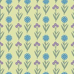 Seamless blue and purple flowers