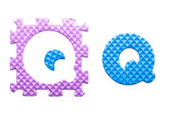 Colored letters Q alphabet for children
