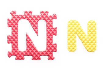 Colored letters N alphabet for children
