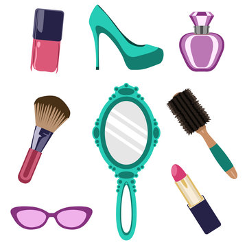 Conjunto de objetos de est&eacute;tica femenina