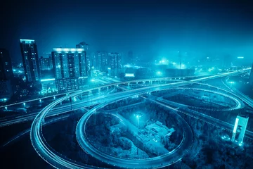 Fototapete Autobahn in der Nacht highway overpass at night in xian