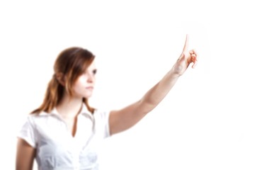 Woman's hand and one finger pointing something