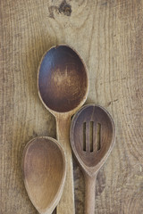 wooden spoons on board