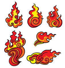set of fire flames