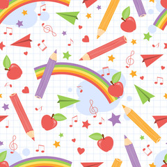 Back to school . Colorful childish seamless pattern.