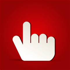 EPS Vector 10 - finger click icon on isolated on red