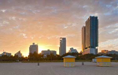 Miami Beach Florida, beautiful sunset at the beach
