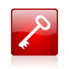 key red square web glossy icon