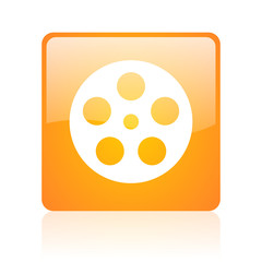 film orange square web glossy icon