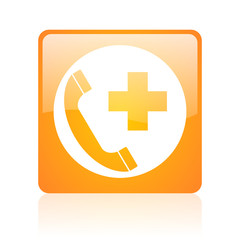 Fototapeta premium emergency call orange square web glossy icon
