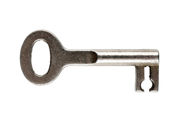 Old key isolated on white background