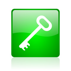 key green square web glossy icon
