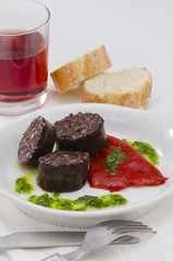 Spanish Cuisine. Morcilla de Burgos. Black Pudding.