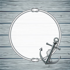 Nautical card with frame of the rope and anchor © tassel78