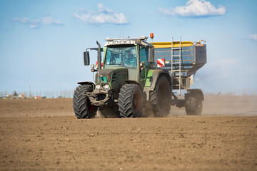 Tractor in the field sow