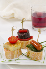 Spanish Cuisine. Tapas. Tray of montaditos.