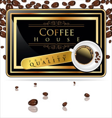 Coffee house - elegant label vector illustration