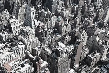 Abwaschbare Fototapete Black and white rooftops of Manhattan, New York City © jorisvo