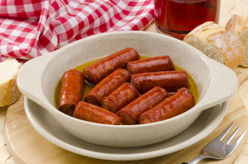 Spanish Cuisune. Spicy sausage. Chistorra.