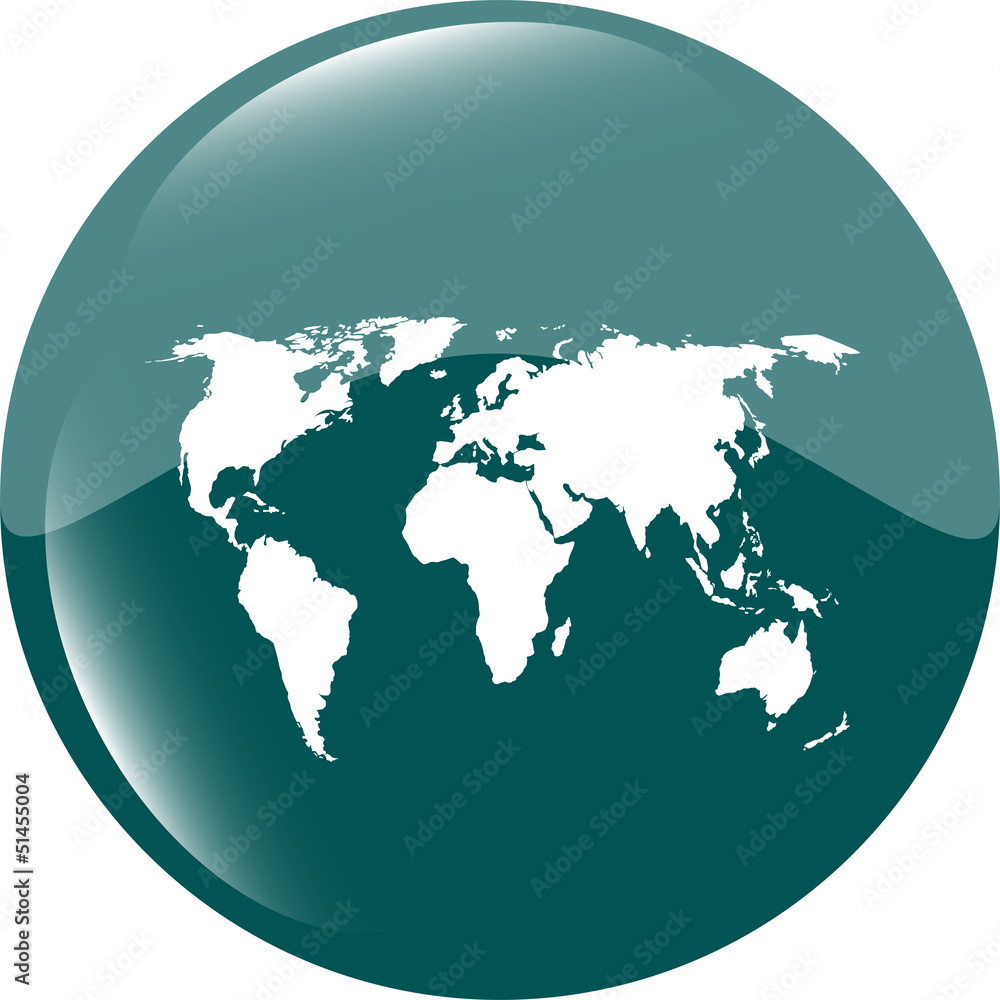 Poster globe icon, earth world map on web button