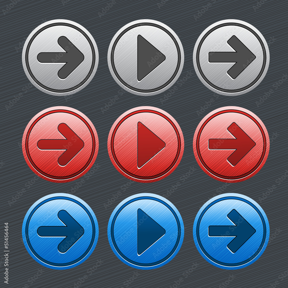 Poster color glossy buttons with arrows