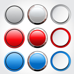 circular blank glossy buttons