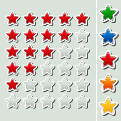 shiny rating stars - five various color