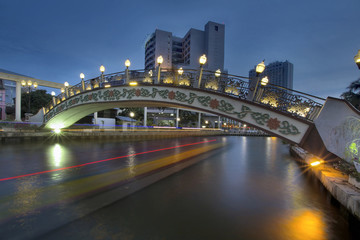 Kampung Morten Bridge Over Melaka River at Blue Hour
