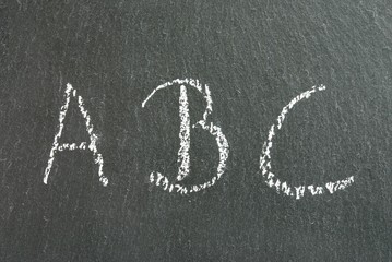 A, B, C on a blackboard