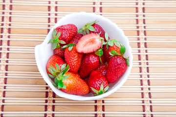 Closeup on strawberry from above