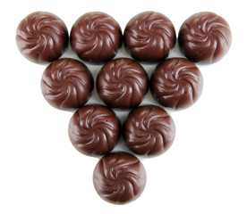 Chocolate candies isolated on white