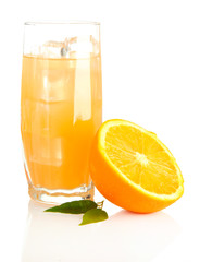 Glass of orange juice isolated on white