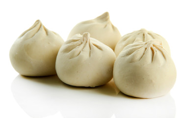 Raw khinkali, isolated on white