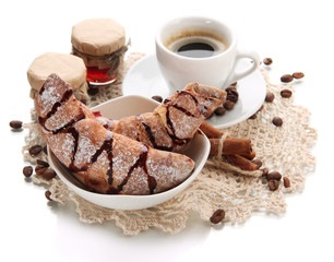 Light tasty breakfast, isolated on white.