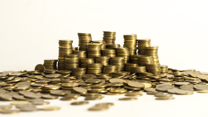 Pila de monedas, finanzas, dinero, capitalismo, la bolsa.