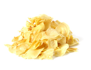 Durian chips isolated on white background