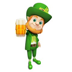 Leprechaun for st patrick's day with big beer glass