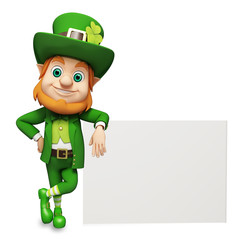 Leprechaun for st patrick's day with big sign