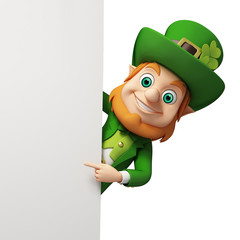 Leprechaun for st patrick's day behind big sign