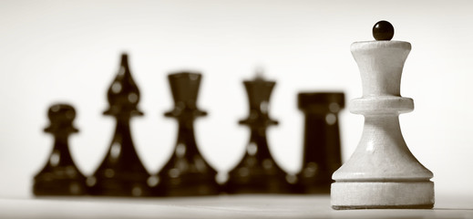 Wooden chessboard with chessmen