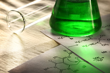 Green chemistry with reaction formula - obrazy, fototapety, plakaty