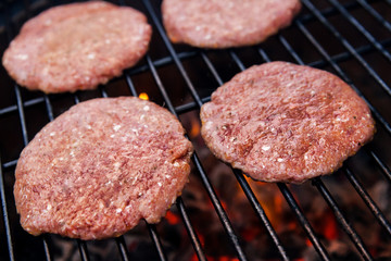Beef cutlet on grill