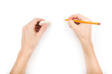 Human writing and erasing something