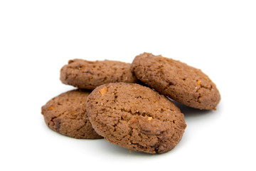 Chocolate chip cookies isolated on white background