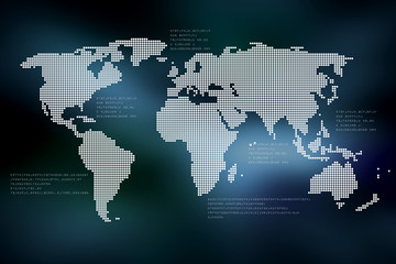 Fototapeta na wymiar Carte du monde faite de pixels