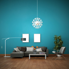 Wohnzimmer modern blau